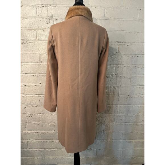 Vintage Jil Sander Wool Coat size DE 36 Camel w/ Fur Collar Double Breasted - Picture 8 of 10